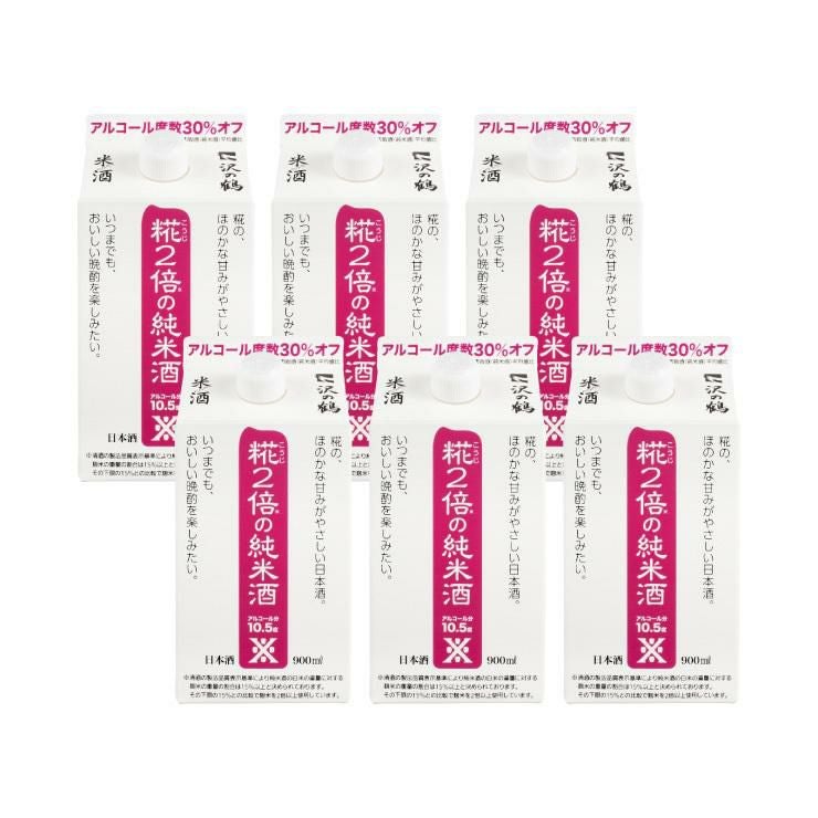 沢の鶴 米だけの酒糀2倍の純米酒 900ml 6本