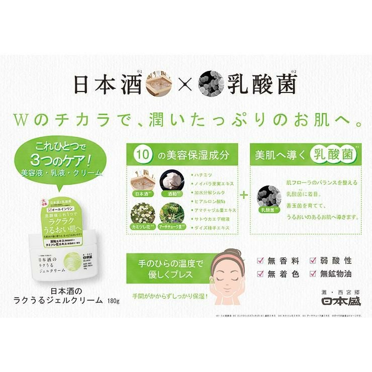  日本酒のラクうるジェルクリーム 180g 2個 