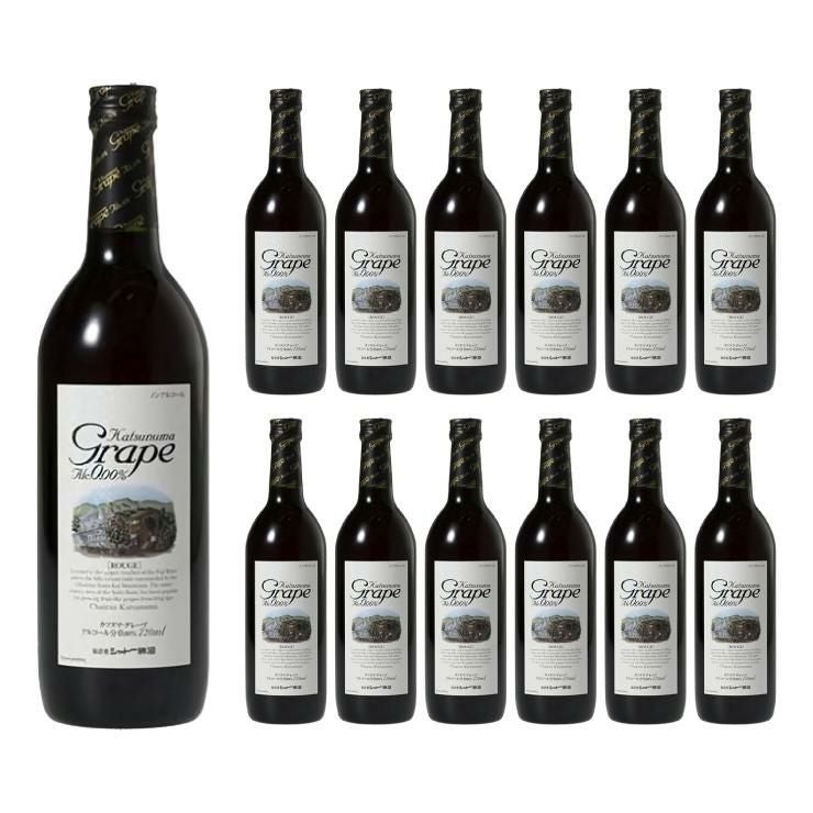 ノンアルコール ワイン 本格 カツヌマグレープ 赤 瓶 ノンアルコール 720ml 12本