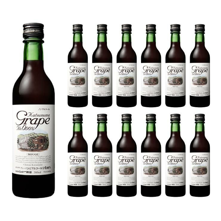 ノンアルコールワイン カツヌマグレープ ハーフ 赤 ノンアルコール 360ml 12本