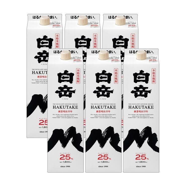 本格焼酎 白岳 パック 1800ml 6本 25度 