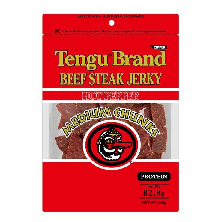 テング ビーフステーキジャーキー ミディアムチャンク ホット ペッパー 150g 1個