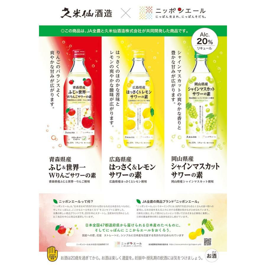 ニッポンエール 久米仙 岡山県産 シャインマスカットサワーの素 500ml 6本